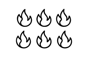 Fire icon set, line art vector icon