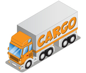Truck with semi-trailer. Isometric. Isolated on white background. Vector illustration.
