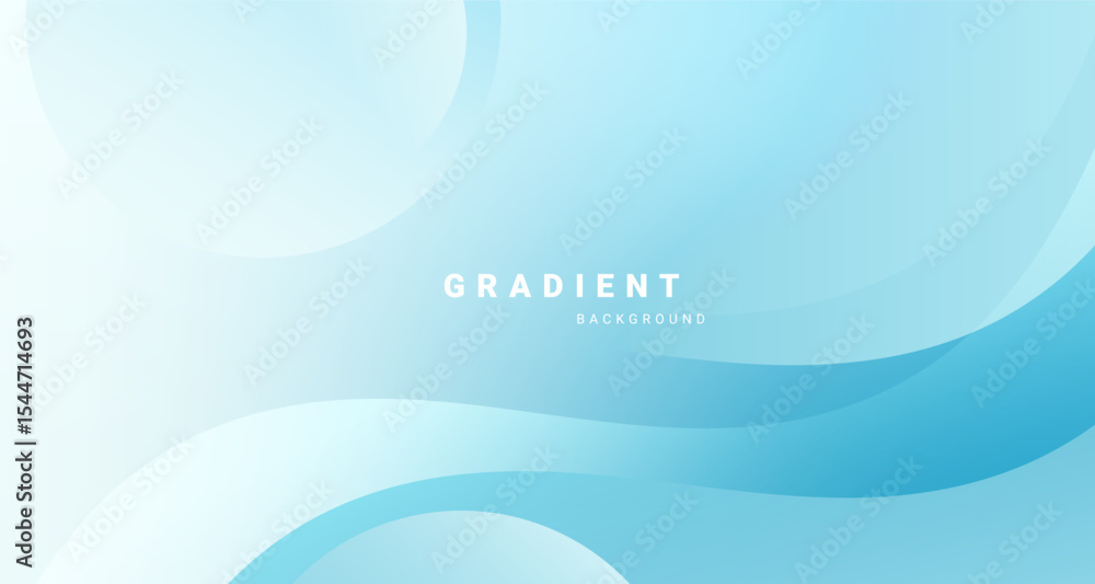 Poster Soft blue gradient background design with flowing wave shapes
