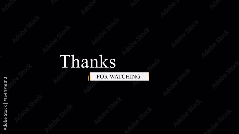 Poster thanks for watching. glitch text animation effect on old interference screen.alpha chanel.4k video.e