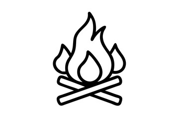 Campfire icon, line art vector icon