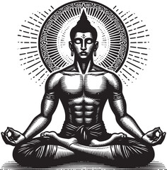 Obraz premium Monochrome harmony: A stylized depiction of focused mindfulness
