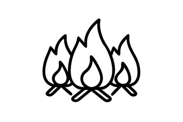 Campfire icon, line art vector icon