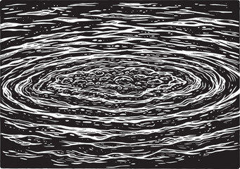 Abstract black and white illustration of water ripples creating