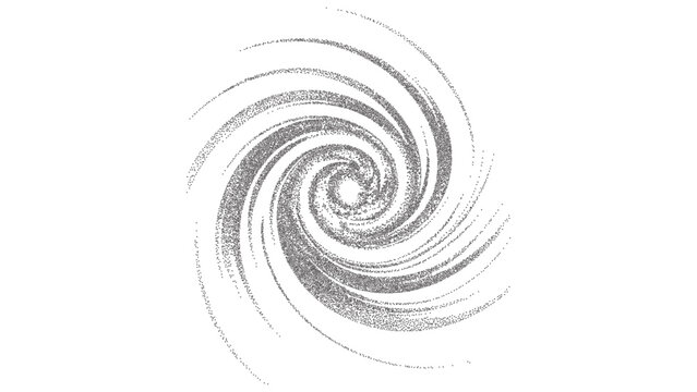 Whirling black dot spiral in motion abstract art