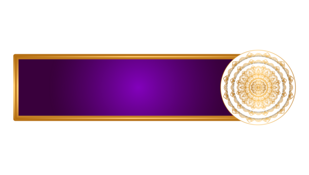 Islamic Arabic Blue Text Box Banner With Gold Frame	