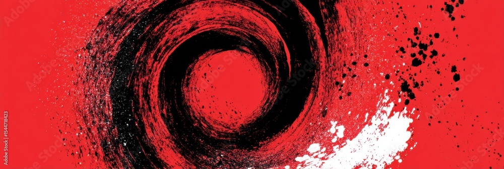 Aufkleber Dynamic Abstract Vortex in Red and Black Symbolizing Risk With a Clean Top Margin