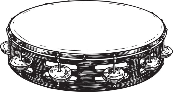 black and white tambourine musical instrument clip art preview