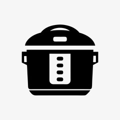 Black Rice Cooker Icon on White Background &ndash; Minimal Kitchen Appliance Symbol for Cooking and Food Prep
