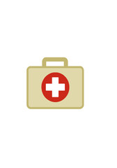 Obraz premium Flat Style First Aid Kit Icon with Red Cross Symbol for Medical Emergency, Safety, or Healthcare Applications
