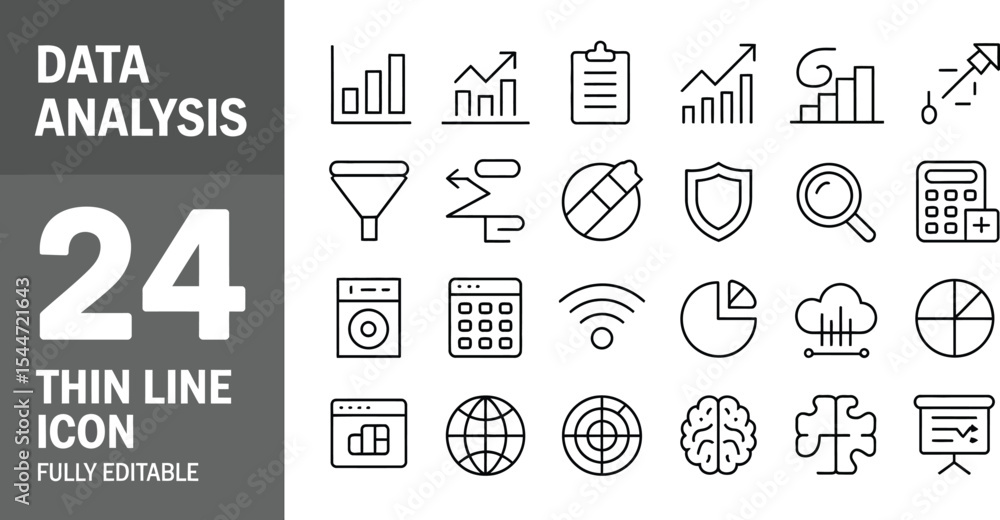 Poster data analysis icons showing charts graphs and diagrams isolated