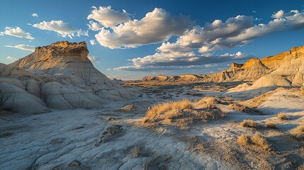 Scenic landscape with dramatic clouds and rugged terrain.