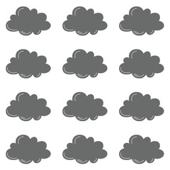 Simple and modern gray clouds vector seamless pattern, suitable for backgrounds, textures, web design, packaging and other creative projects.