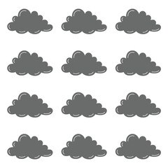 Simple and modern gray clouds vector seamless pattern, suitable for backgrounds, textures, web design, packaging and other creative projects.
