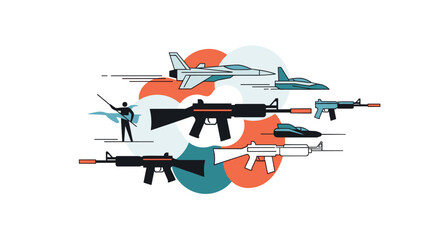An Array Of Fighter Jets Weapons Military Equipment Defense Concept Security Protection