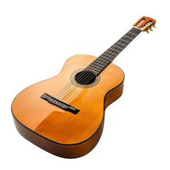 beautiful acoustic guitar with polished wooden finish, showcasing its elegant design and craftsmanship. Perfect for music lovers and musicians alike
