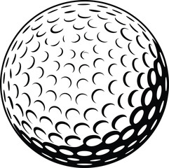 Classic Golf Ball Illustration Black and White Vector Graphic Design Element for Sports, Recreation, and Branding