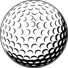 Classic Golf Ball Illustration Black and White Vector Graphic for Sports Designs