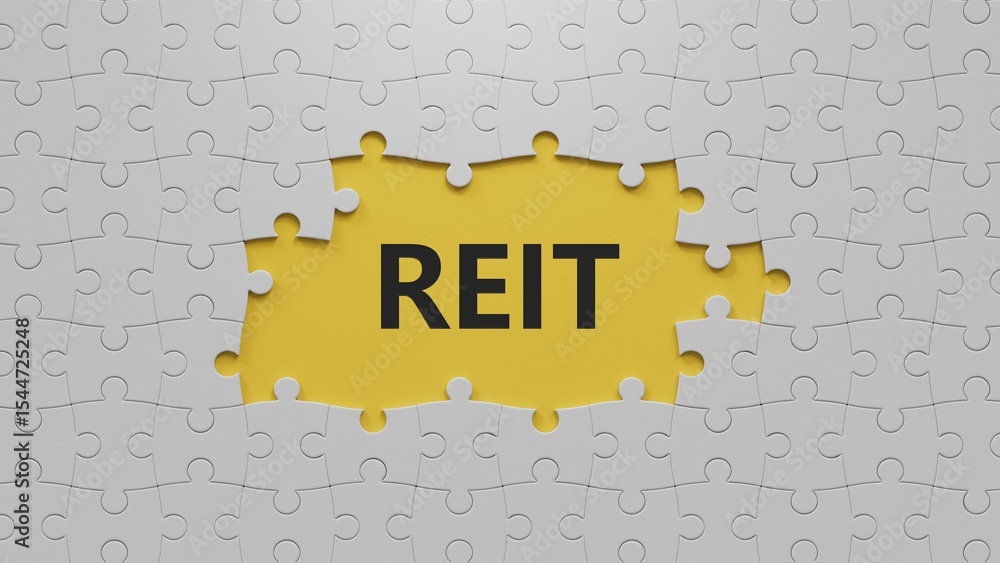 Poster word reit on the white puzzle pieces with missing pieces with copy space.close up of the white puzzl