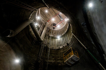 Tour of the excavated stations Olbrachtova and Pankrac D and the adjacent line tunnels. Behind the...
