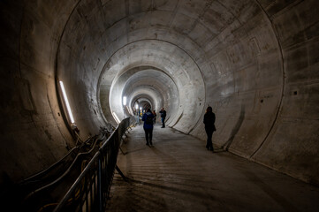 Tour of the excavated stations Olbrachtova and Pankrac D and the adjacent line tunnels. Behind the...
