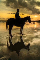 Horses of Parangtritis Beach at Sunset