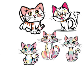 Vector cat illustration cartoon style White background