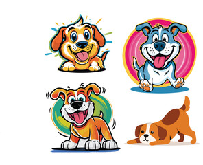 Vector dog illustration cartoon style White background
