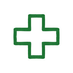 Fototapeta premium Sign representing a health facility during daylight in a well-kept area, indicating medical services available for the community