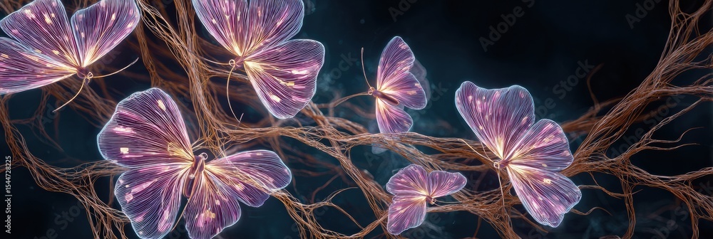 Poster Nerve Network Transforming Into Healing Butterflies in an Abstract Representation of Regeneration