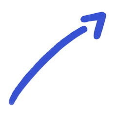 Blue arrow drawn on a white background indicating direction in a creative setting