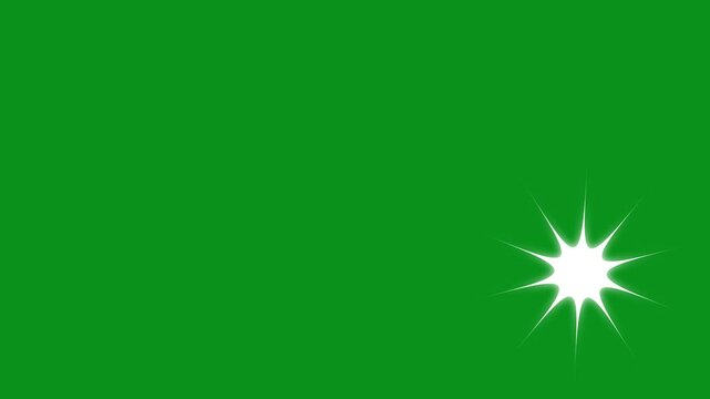 Glowing and twinkling star motion graphics on green screen background. Shine effect sprite sheet for motion design. Glow twinkle movement timeline, energy explosion video. 4k...