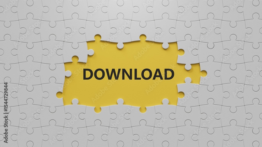 Poster download - word concept. minimalist abstract design with close up of the white puzzle pieces with mi