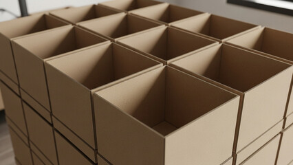 Open cardboard box on white background for packaging and delivery