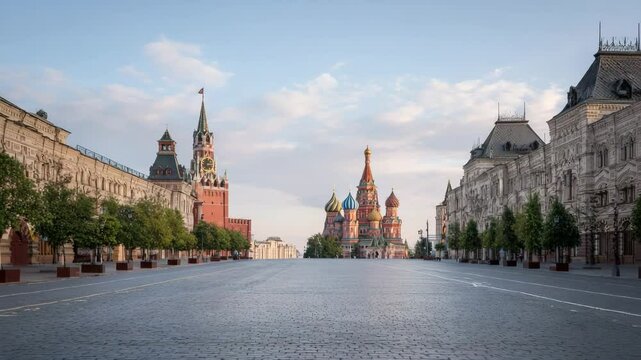 serene view of vorkuta of red square featuring its iconic architecture