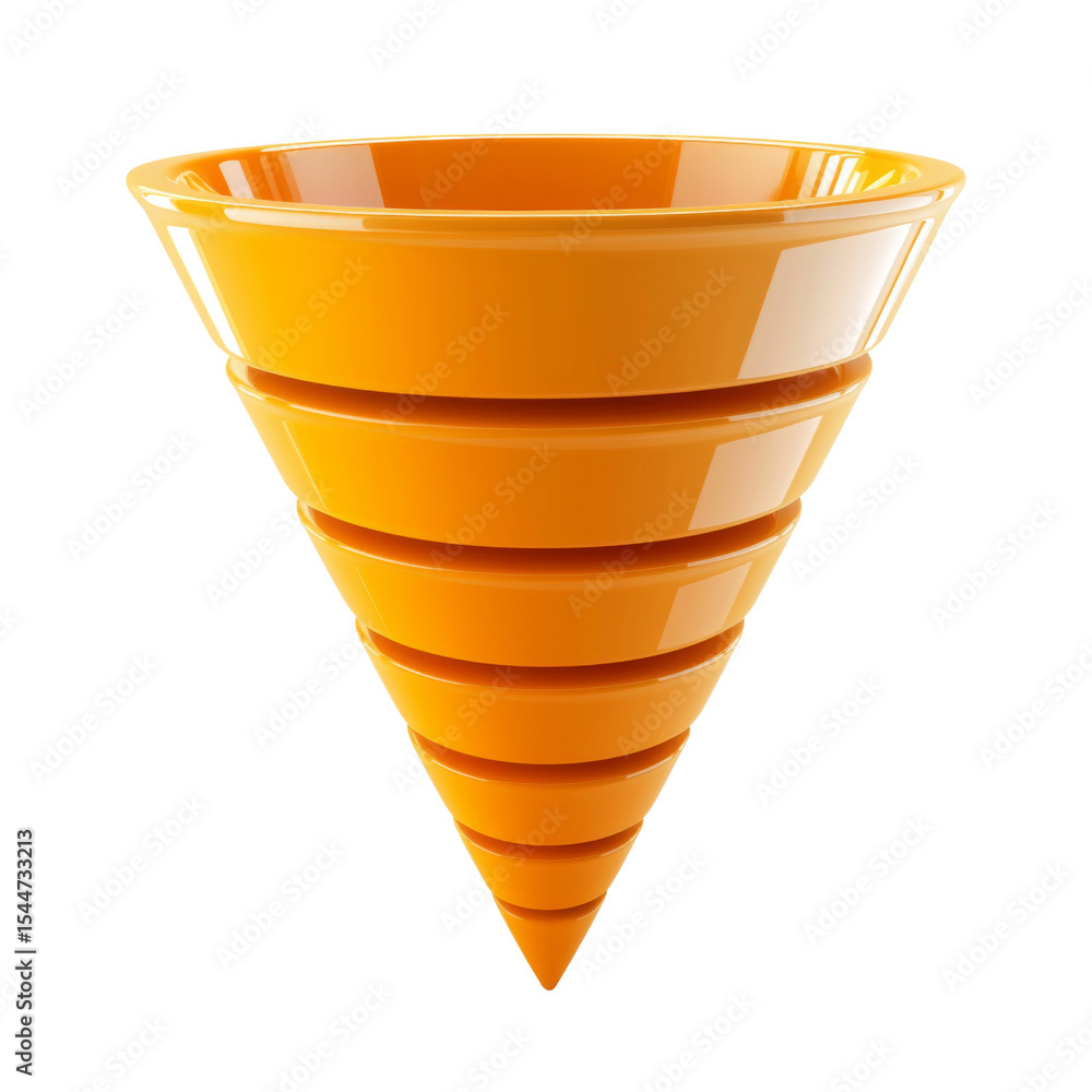 Poster vibrant orange funnel with sleek, modern design, perfect for various kitchen tasks and fluid transfe