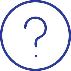 A simple blue circle enclosing a bold question mark icon