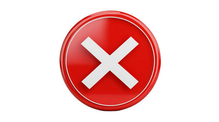 Fototapeta premium Isolated red no stop sign with bold white cross inside a circle, flat design style,Transparent background, PNG file