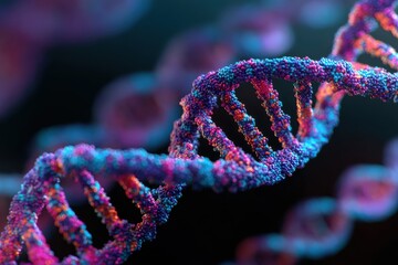 Dna double helix model for genetic research. Molecular structures in biotechnology. Laboratory insights into chromosomes and gene editing techniques