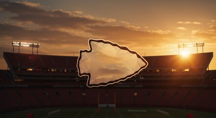Arrowhead over stadium at sunset