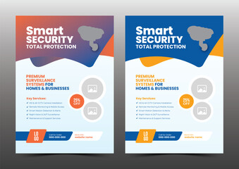 Modern security camera sale flyer template. Home and Office Surveillance Promotion Design.