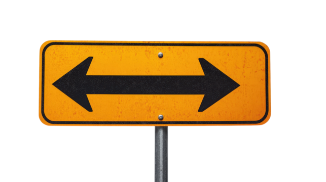 Merge lane sign with two arrows,Transparent background, PNG file