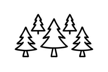 Fototapeta premium Pine Tree icon set, line art and outline vector icon