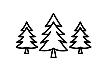 Fototapeta premium Pine Tree icon set, line art and outline vector icon