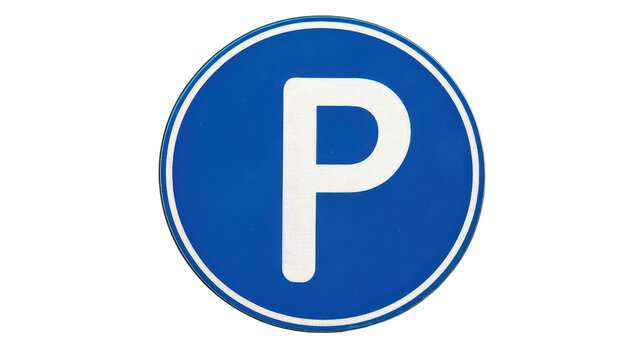 Parking sign with white P on blue,Transparent background, PNG file