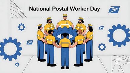 National Postal Worker Day Banner  diverse team