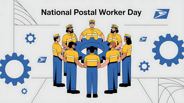 National Postal Worker Day Banner  diverse team