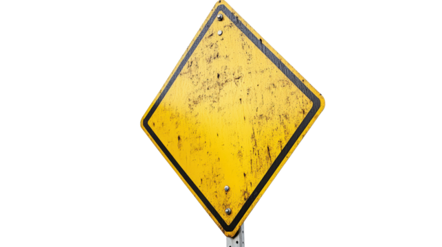 Priority road sign yellow diamond,Transparent background, PNG file