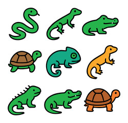 Obraz premium Reptile Icons Grid