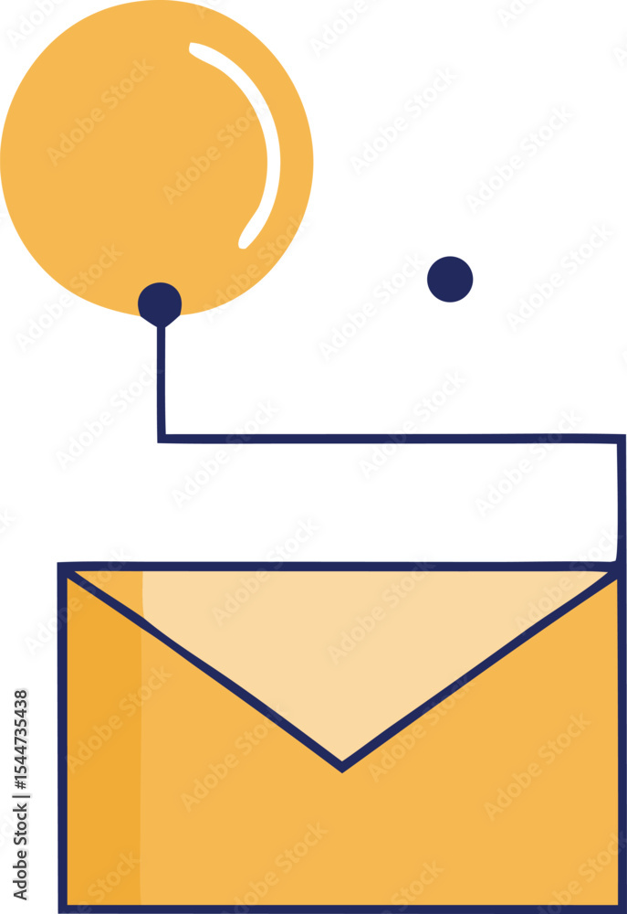 Poster abstract illustration of data transmission to email inbox